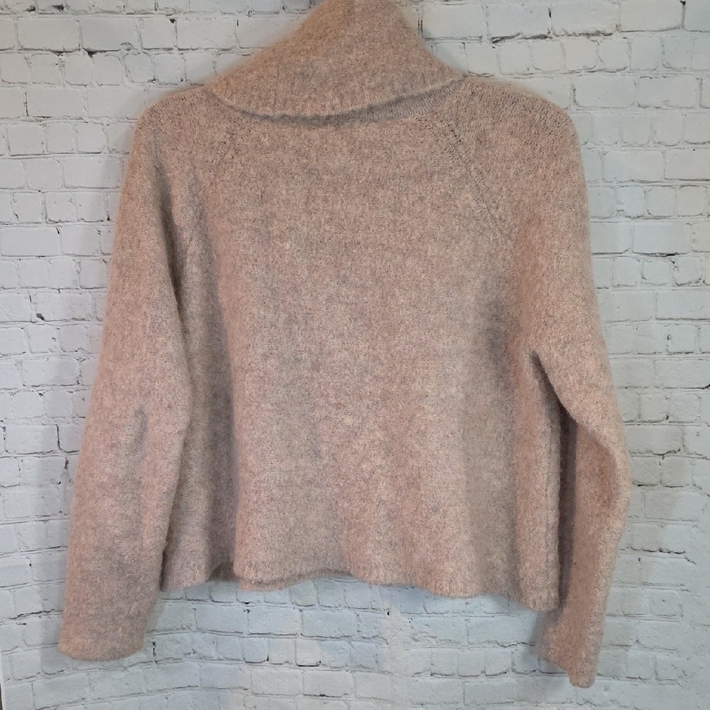 Madewell Roundtrip Fuzzy Soft Turtleneck Cowl Neck Sweater Size Large - Beige/ - Picture 4 of 6